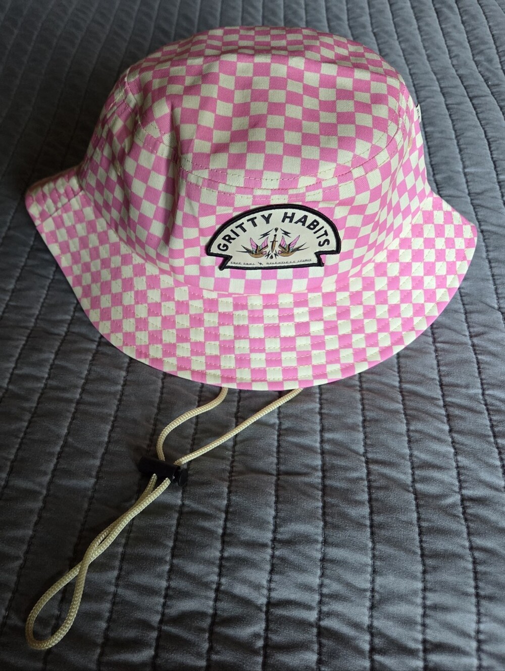 Womena Pink Checkerboard Bucket Hat By Gritty Habits